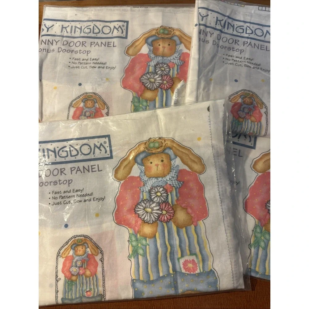 Vtg Set Of 4 Daisy Kingdom ‎ Bunny Door Panels Doorstop Cut & Sew Fabric Easter
